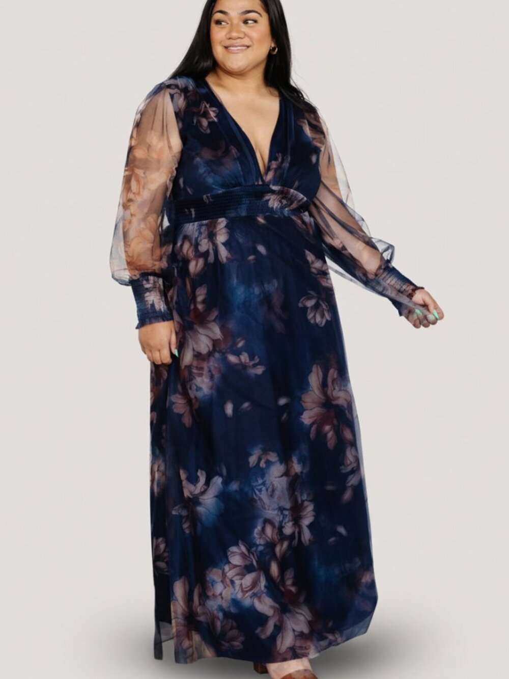 Baltic Born Layla Tulle Maxi Dress | Dark Blue Floral Size XLXL - Picture 3 of 5